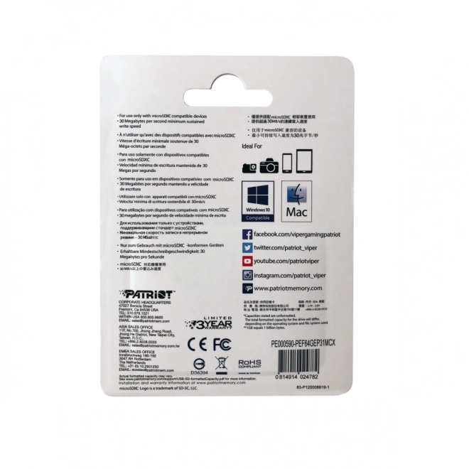 Patriot microSD karta 64GB pre 4K videá