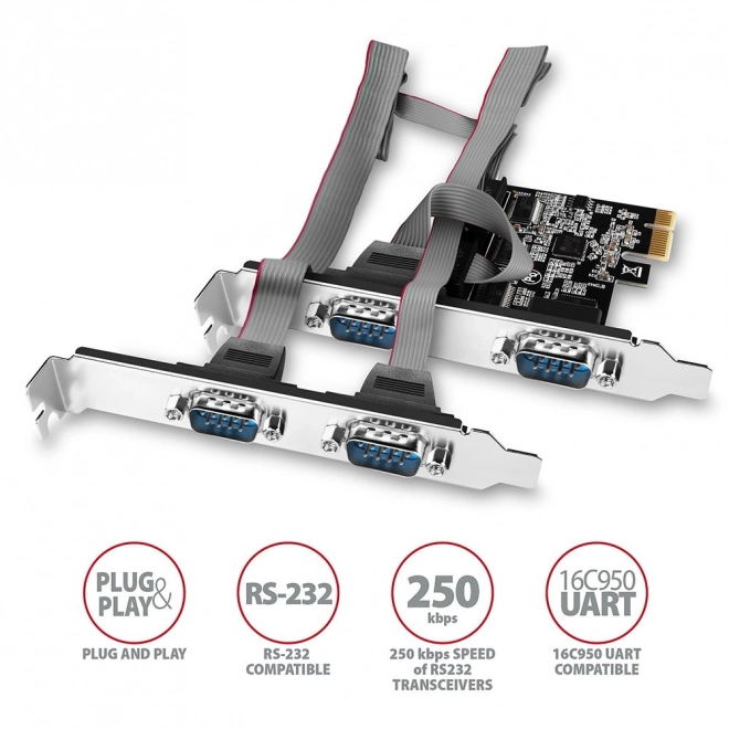 Kontrolér PCIe s 4 portami RS232