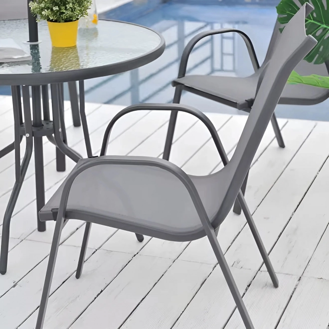 Súprava 4 záhradných stoličiek pre terasu alebo balkón šedá MultiGarden
