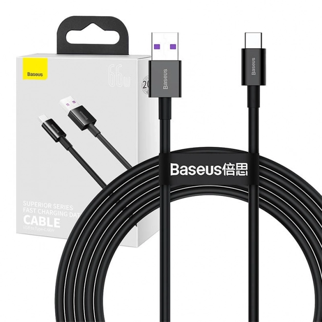 Rýchlonabíjací USB na USB-C kábel Baseus Superior 2m čierny