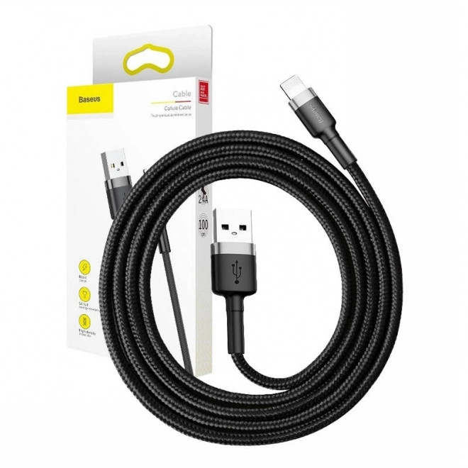 Baseus Cafule Lightning USB kábel 2,4 A 0,5 m šedo-čierny