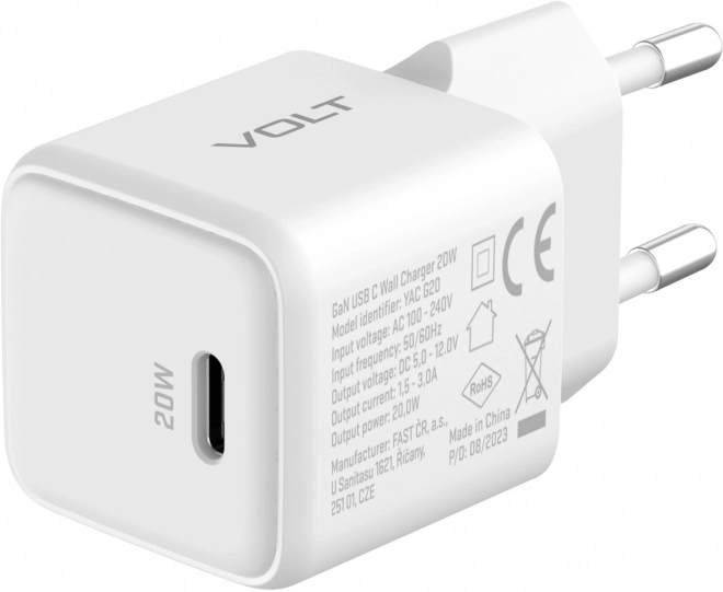 Biela sieťová nabíjačka USB C 20W s GaN technológiou