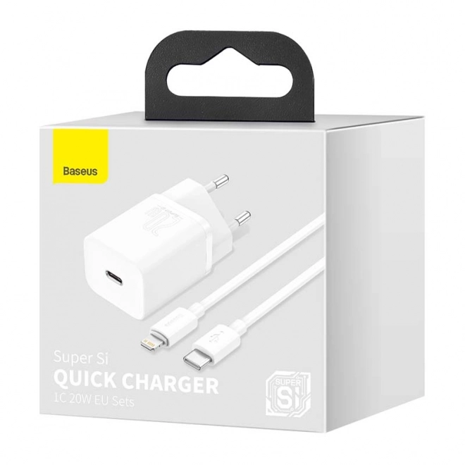 Baseus Rýchlonabíjačka Super Si 1C 20W s káblom USB-C na Lightning 1m (biela)