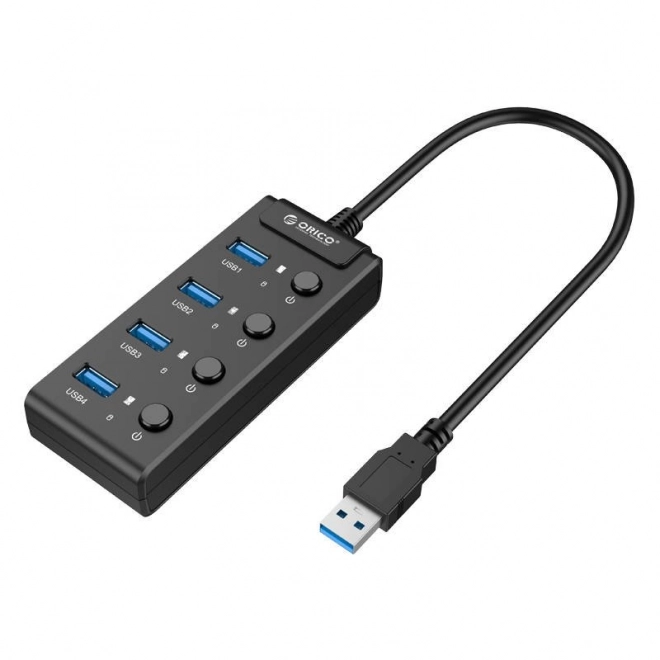 Orico USB Hub so prepínačmi, 4x USB, Čierny