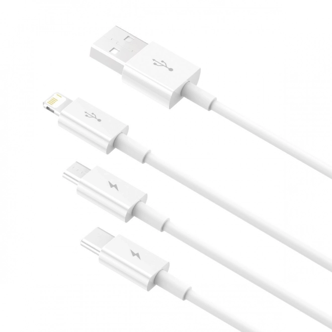 Kabel USB 3v1 Baseus Superior serija USB na micro USB / USB-C / Lightning 3,5 A 1,2 m Biela