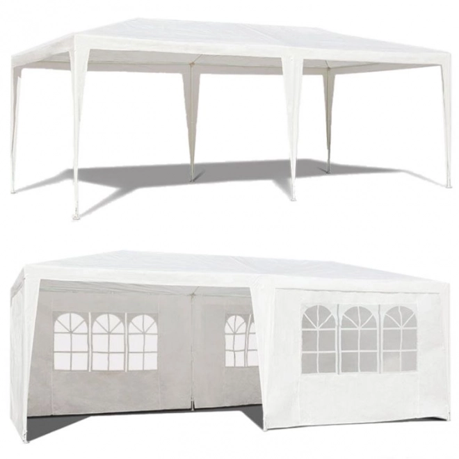 Záhradný komerčný pavilónový stan 3x6 m, 6 stien, biely
