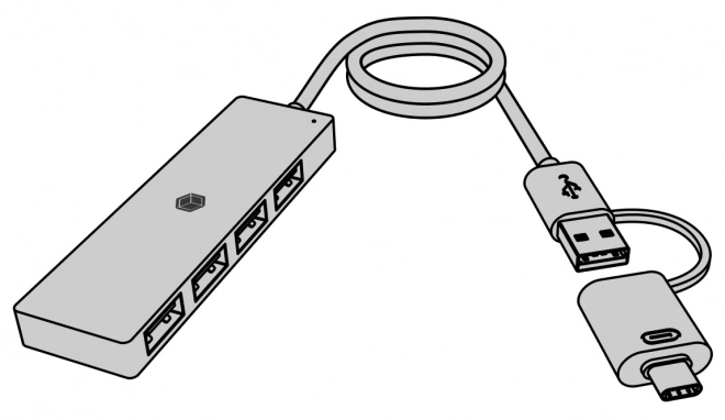 4-portový hub USB 3.2 Gen 1 Typ-C a Typ-A