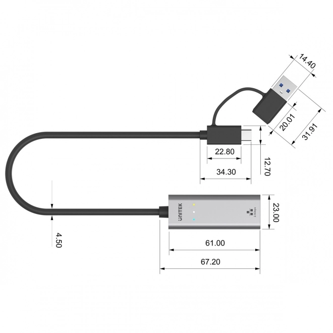 Adaptér USB na Ethernet RJ-45 2,5 Gbps