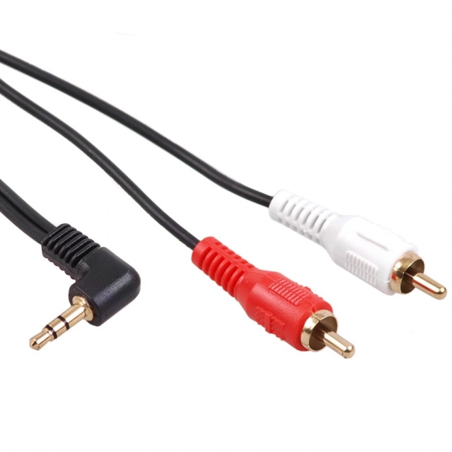 Kábel mini jack 3,5 mm uhlový 2RCA 3m čierny