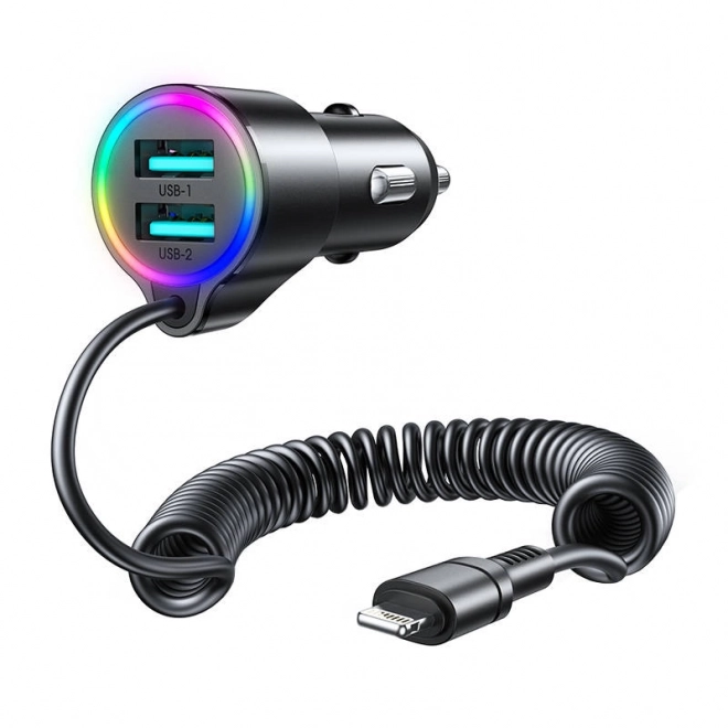 Nabíjačka do auta Joyroom 2x USB + Lightning kábel