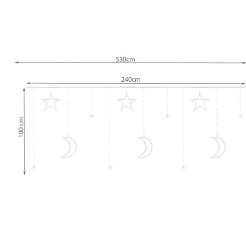 Svetelná záclona 138 LED USB - studená biela