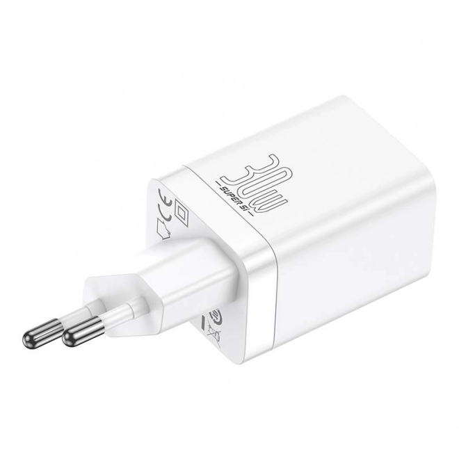 Rýchlonabíjačka Baseus Super Si Pro USB + USB-C 30 W (biela)