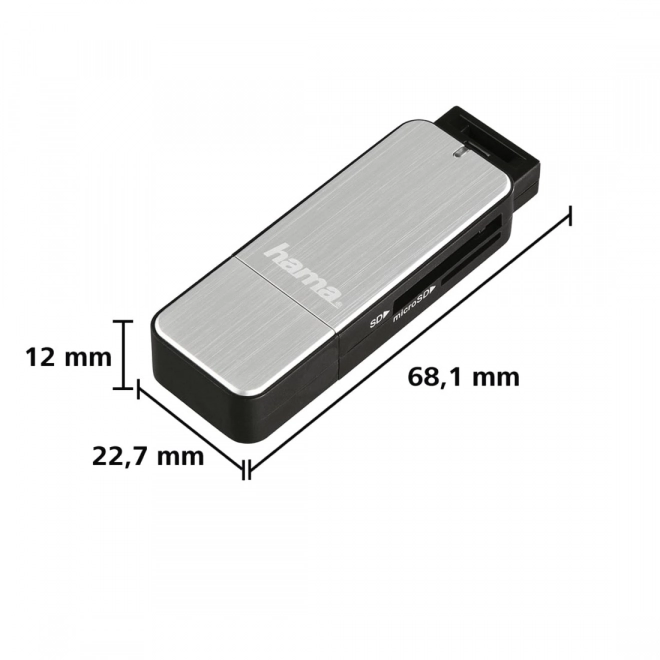 Strieborný čítač SD/microSD kariet USB 3.0