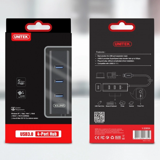 Unitek 4 portový USB 3.0 hub