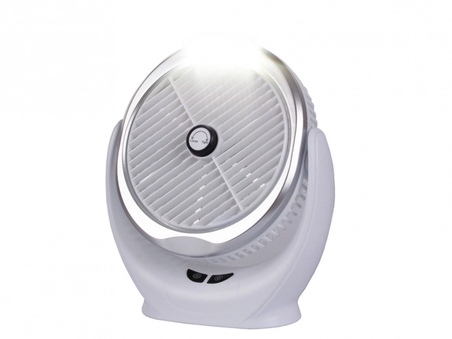 Bezdrôtový stojaci stolový ventilátor dobíjateľné led svetlo – Biela