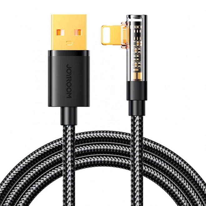 Úhlový nabíjací kábel USB-A / Lightning 1,2 m čierny