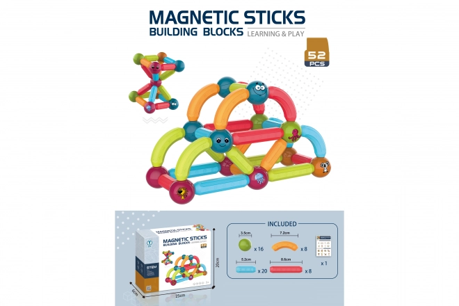 Magnetické stavebné kocky - sada 52 dielov