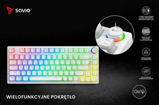 Mechanická bezdrôtová klávesnica Phenix White s Gateron Red Pro a pudding keycapmi
