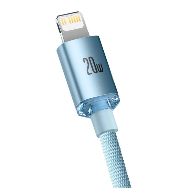 Kábel USB-C na iPhone Baseus Crystal Shine, 20 W, 2 m, modrý