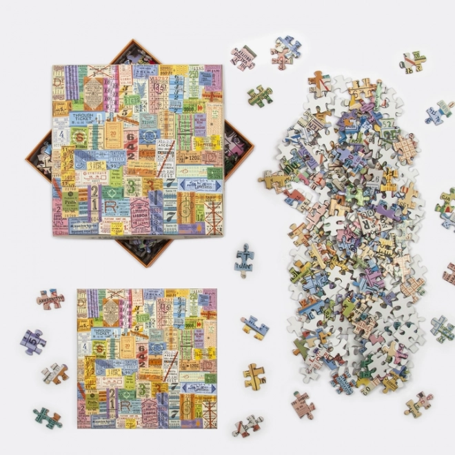 Štvorcové puzzle Staré cestovné lístky 500 dielikov