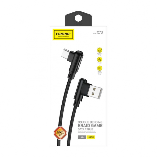 Foneng Uhlový USB-C kábel