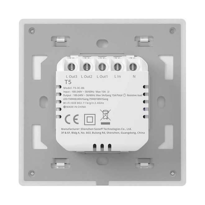 Inteligentný dotykový nástenný vypínač Wi-Fi Sonoff TX T5 2C