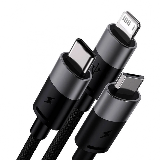 Kabel Baseus StarSpeed USB 3v1 USB-C, Micro a Lightning 3,5A 1,2m čierny