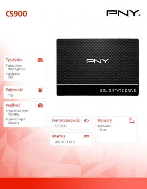 Pevný disk PNY CS900 1TB SSD