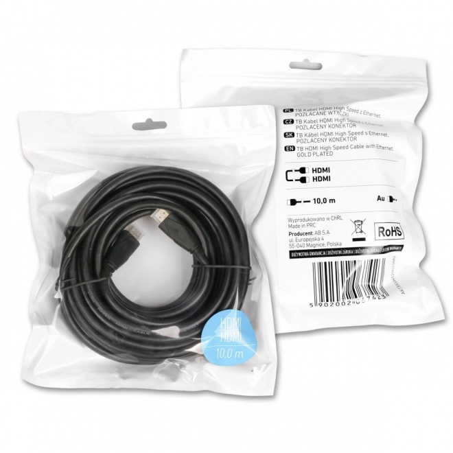 Elektronický pozlátený HDMI kábel 10m v2.0