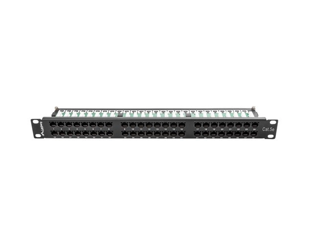 Patch panel 48 portov 1U kategória 5E čierny