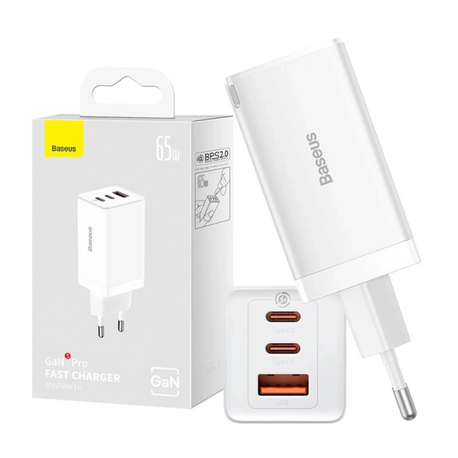 Nástenná nabíjačka Baseus GaN5 Pro 2x USB-C + USB, 65W