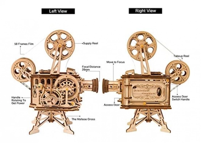 RoboTime 3D drevené mechanické puzzle Filmový projektor