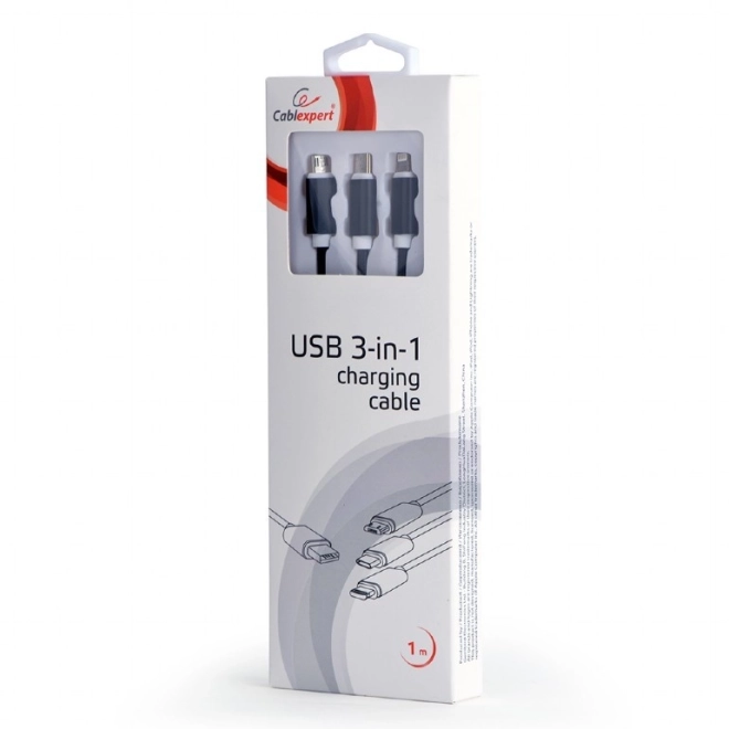 Univerzálny nabíjací kábel USB 3v1 Čierny