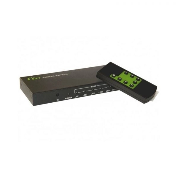 HDMI prepínač 5/1 s diaľkovým ovládaním, 4K2K 3D, čierny