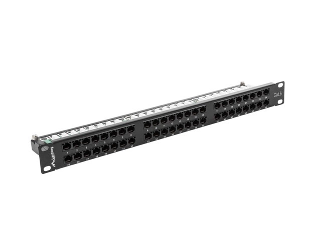 Patch panel 48 portov 1U kat.6 čierny