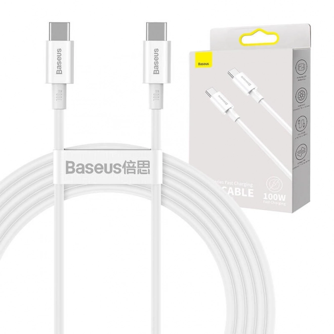 Kábel Baseus Superior Series USB-C na USB-C, 100 W, 2 m (biely)