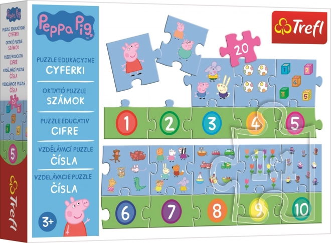 Vedomostné Puzzle Čísla Prasiatko Peppa 20 Dielikov