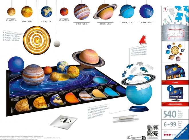 Planetárna sústava 3D 522 dielikov