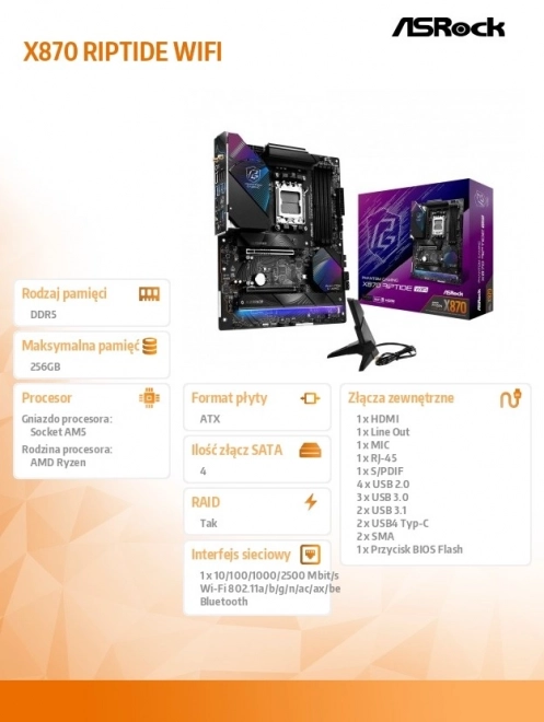 Herná základná doska Phantom Gaming X870 Riptide WiFi