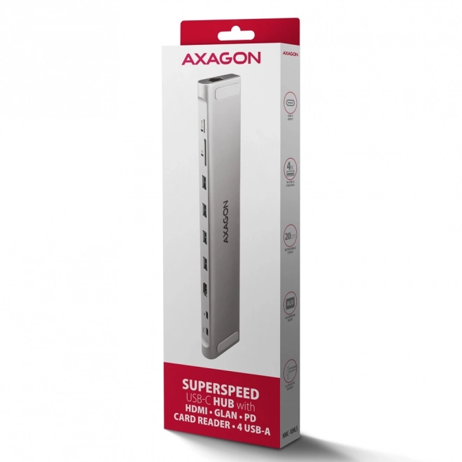 Viacportový USB-C hub AXAGON 5Gbps 9v1