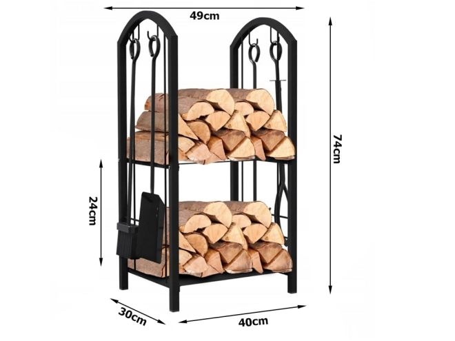 Stojan na palivové drevo s príslušenstvom