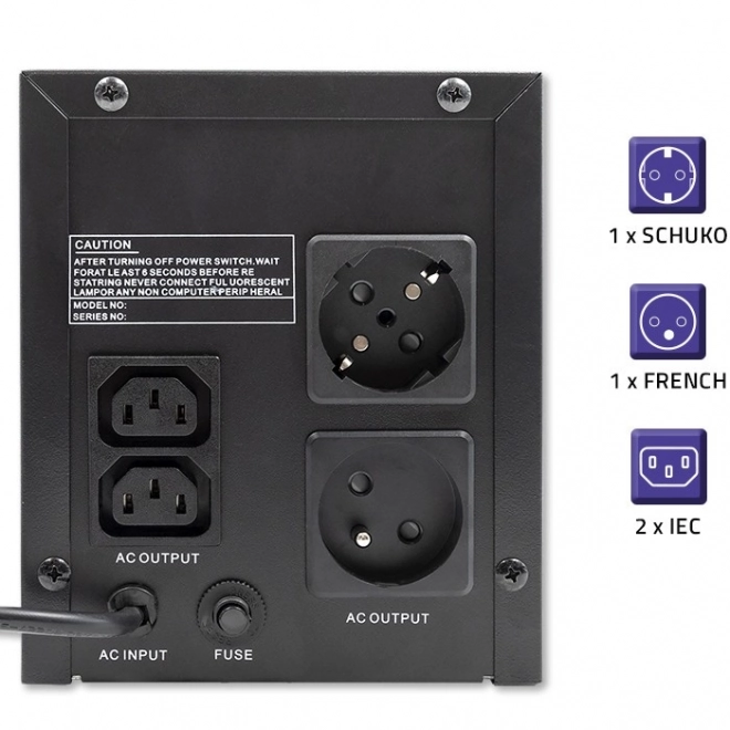 Záložný zdroj UPS Qoltec 1200VA 720W