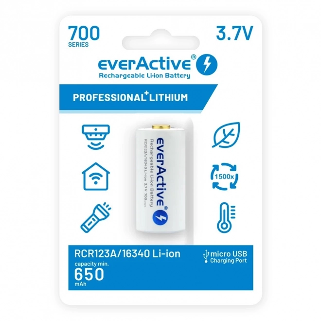 Akumulátor everActive 16340 Li-ion 700 mAh micro USB