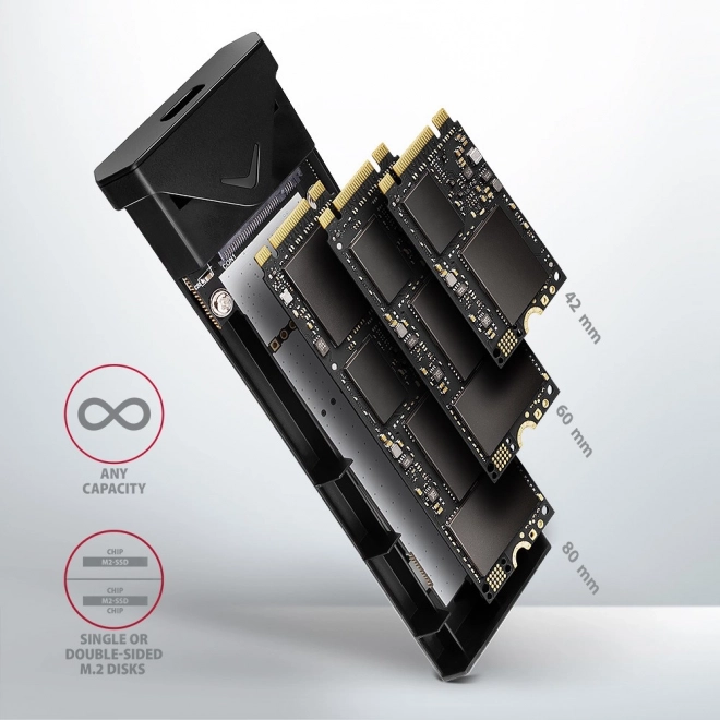 Vonkajší hliníkový kryt pre NVMe SSD s rozhraním USB-C 3.2 Gen 2