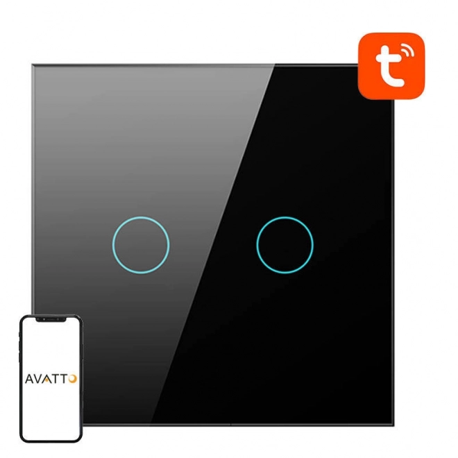 Inteligentný nástenný vypínač WiFi Avatto s dotykovým ovládaním (čierny)