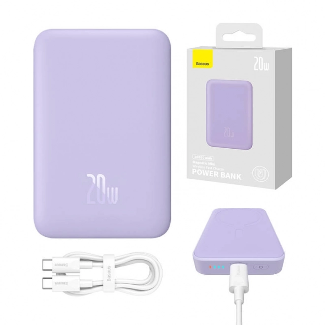 Powerbanka Baseus Magnetic Mini 10000mAh fialová