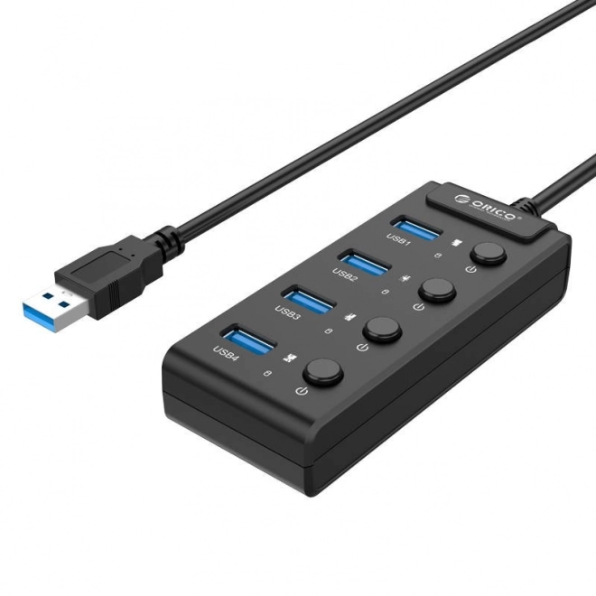 Orico USB Hub so prepínačmi, 4x USB, Čierny