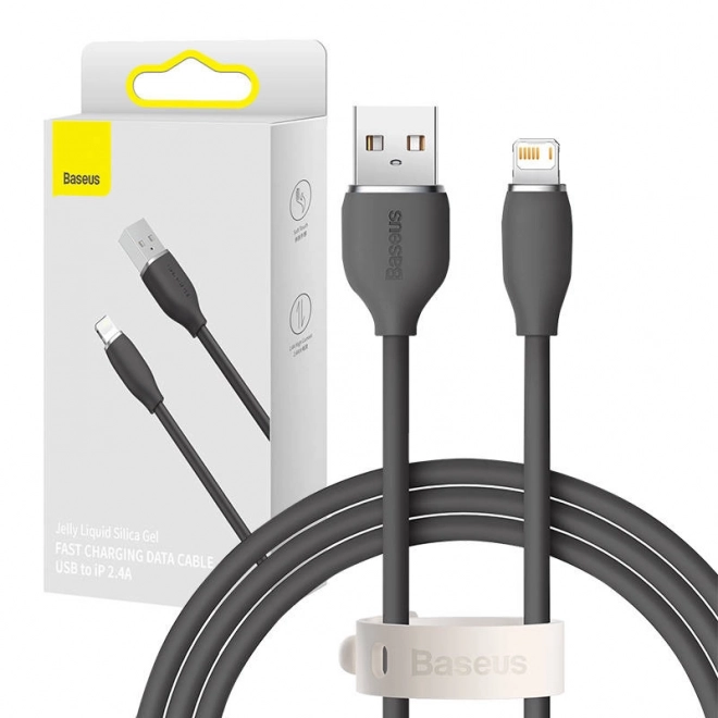 Silikónový kábel Baseus USB na Lightning 2,4A 1,2 m čierny