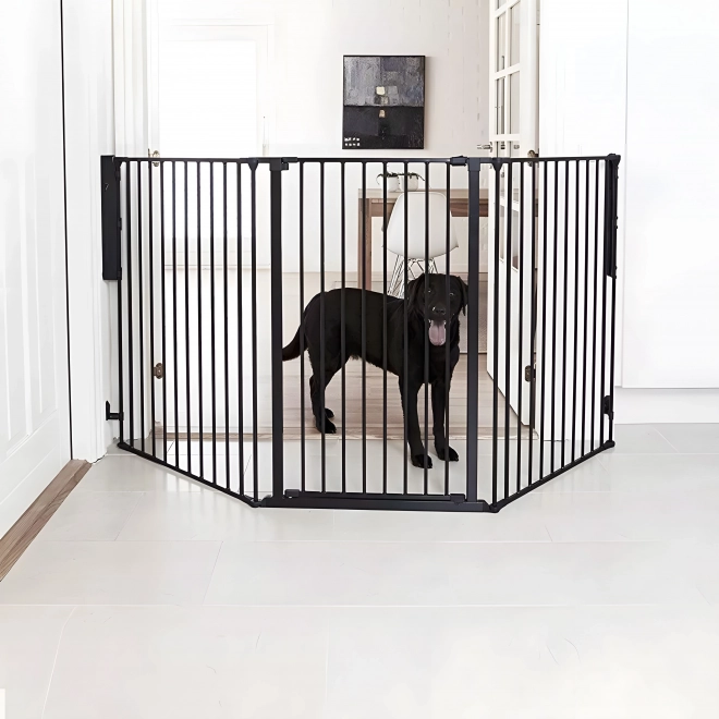 Bezpečnostná zábrana Playpen pre deti a domácich miláčikov, 5 panelov, kovová, čierna