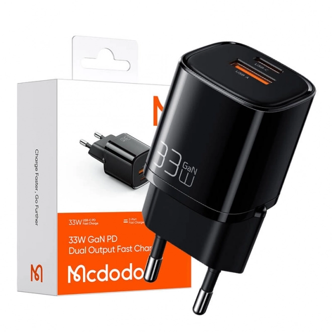 Nabíjačka McDodo Nano GaN USB + USB-C 33W